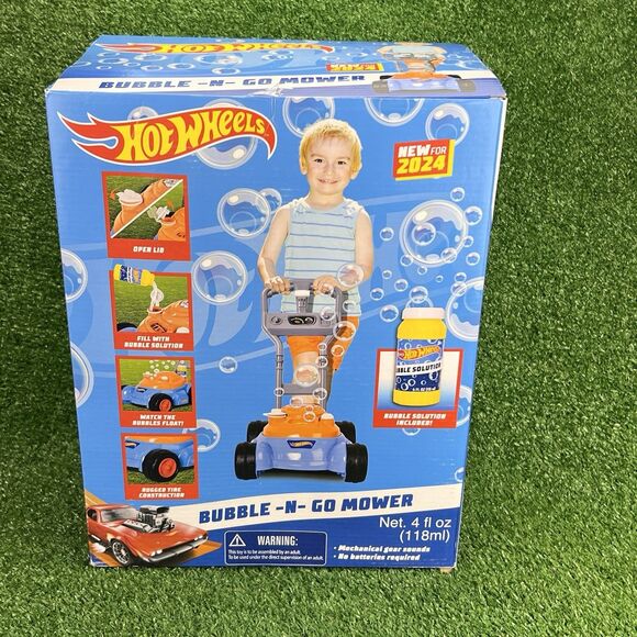 Hot Wheels Bubble Lawn Mower Toddlers Summer Toy Indoor Outdoor Garden Birthday - Picture 12 of 16